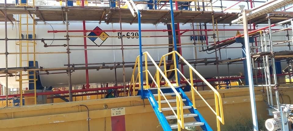 Tanque D-620 de almacenamiento de 1-Buteno en la planta de polietileno de alta densidad